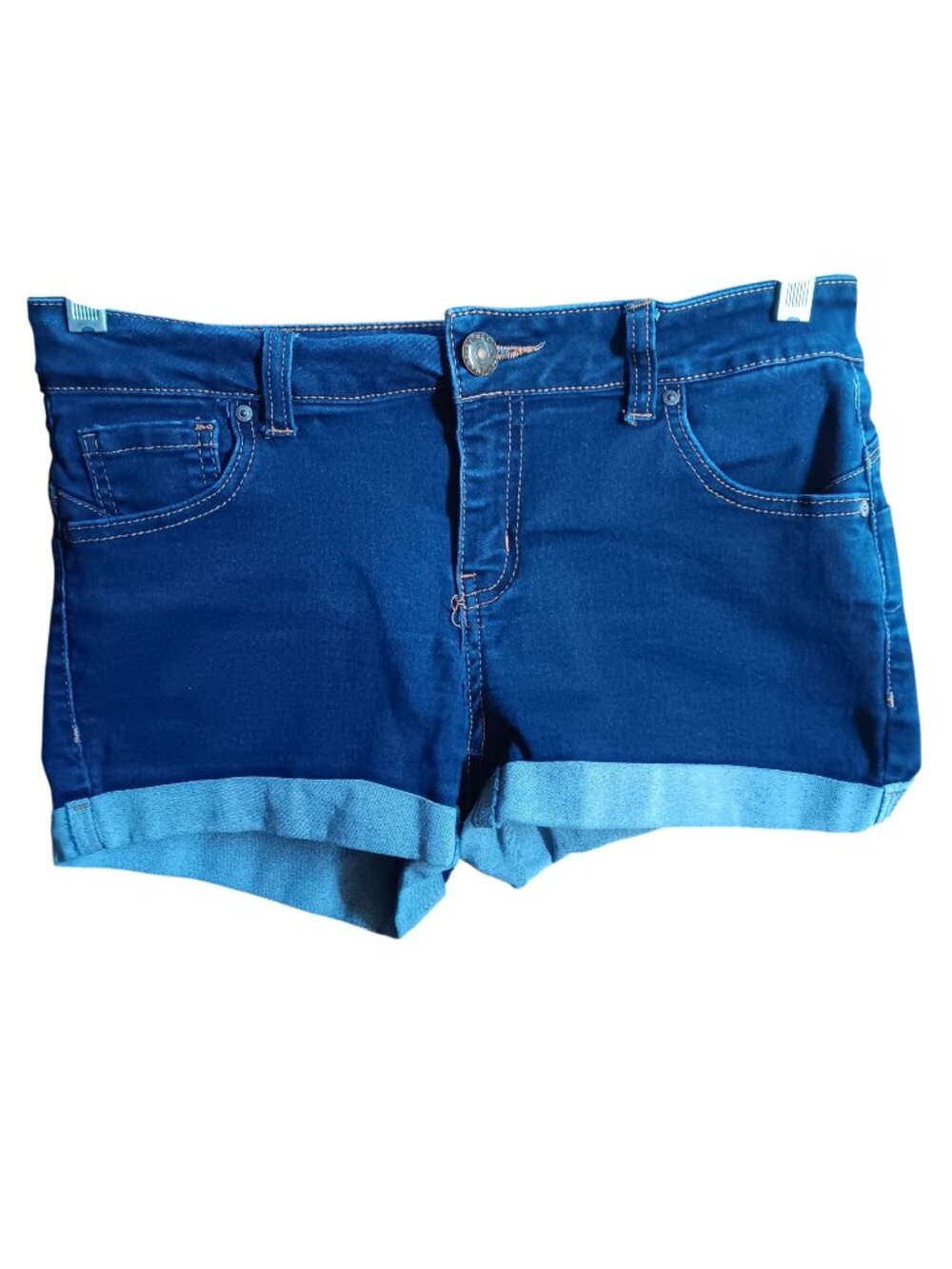 Medium Wax Jean Womens Cuffed Folded Hem Denim Shorts M Blue Casual